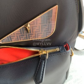Fendi New Black Nylon Leather Backpack 