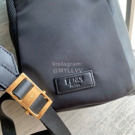 Fendi New Black Nylon Leather Backpack 