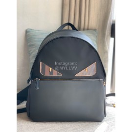 Fendi New Black Nylon Leather Backpack 