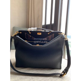 Fendi Black Leather Briefcase Messenger Bag