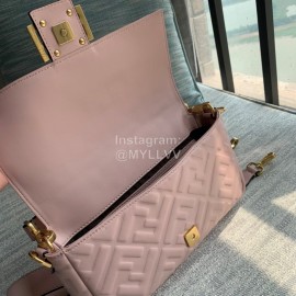 Fendi Fashion Medium Embossed Flap Bag Pink