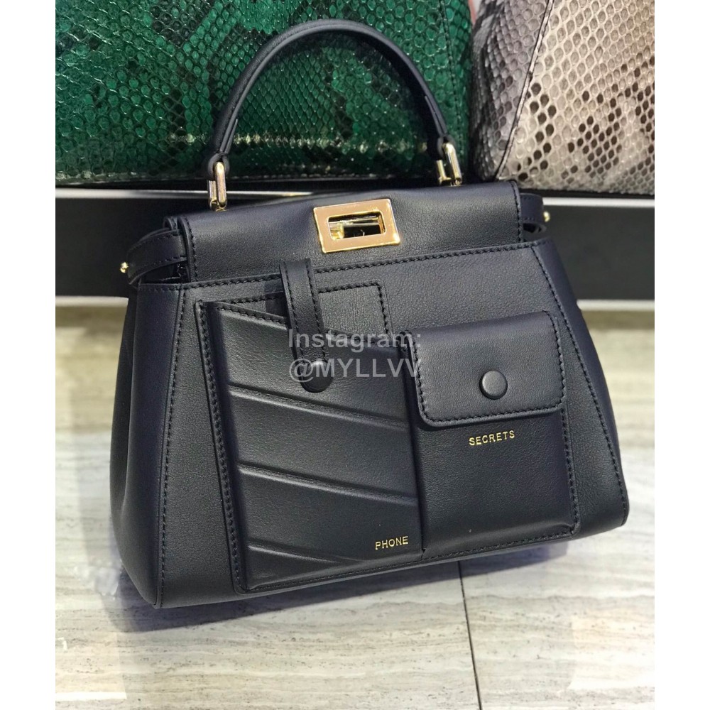 Fendi Black Lambskin Messenger Bag Handbag