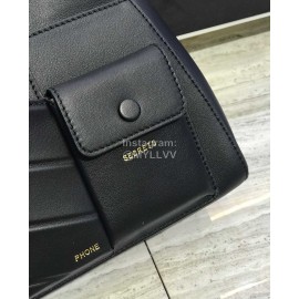 Fendi Black Lambskin Messenger Bag Handbag