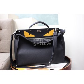 Fendi Black Leather Handbag Commuter Bag