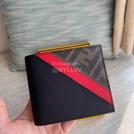 Fendi Black Leather Short Two Fold Wallet