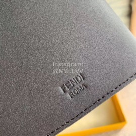 Fendi Black Leather Short Two Fold Wallet