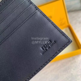 Fendi Black Leather Short Two Fold Wallet