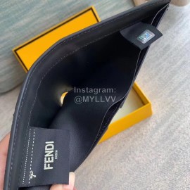 Fendi Black Leather Short Two Fold Wallet