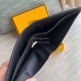Fendi Black Leather Short Two Fold Wallet