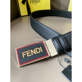 Fendi Black Calf Leather Swivel Buckle 34mm Belt For Men