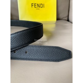 Fendi Black Calf Leather Swivel Buckle 34mm Belt For Men