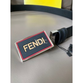 Fendi Black Calf Leather Swivel Buckle 34mm Belt For Men