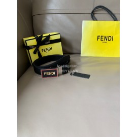 Fendi Black Calf Leather Swivel Buckle 34mm Belt For Men