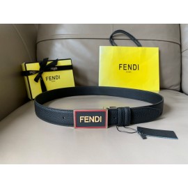 Fendi Black Calf Leather Swivel Buckle 34mm Belt For Men