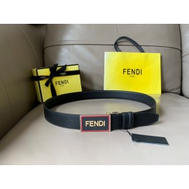 Fendi Black Calf Leather Swivel Buckle 34mm Belt For Men