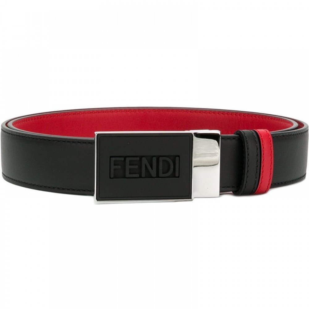 Fendi New Calf Leather Swivel Buckle 34mm Belt For Men Red