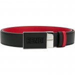 Fendi New Calf Leather Swivel Buckle 34mm Belt For Men Red