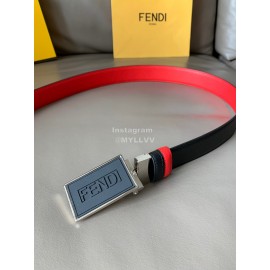 Fendi New Calf Leather Swivel Buckle 34mm Belt For Men Red