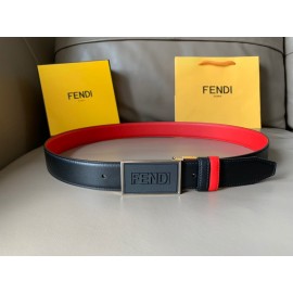 Fendi New Calf Leather Swivel Buckle 34mm Belt For Men Red