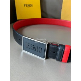 Fendi New Calf Leather Swivel Buckle 34mm Belt For Men Red