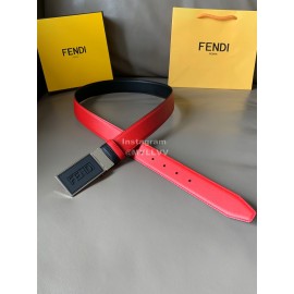 Fendi New Calf Leather Swivel Buckle 34mm Belt For Men Red