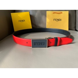 Fendi New Calf Leather Swivel Buckle 34mm Belt For Men Red