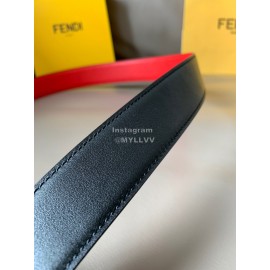 Fendi New Calf Leather Swivel Buckle 34mm Belt For Men Red