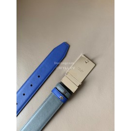 Fendi New Calf Leather Swivel Buckle 34mm Belt For Men Blue