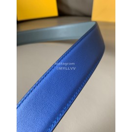 Fendi New Calf Leather Swivel Buckle 34mm Belt For Men Blue