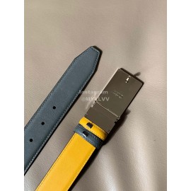 Fendi New Calf Leather Swivel Buckle 34mm Belt For Men Yellow