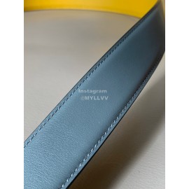 Fendi New Calf Leather Swivel Buckle 34mm Belt For Men Yellow