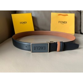 Fendi New Calf Leather Swivel Buckle 34mm Belt For Men Brown