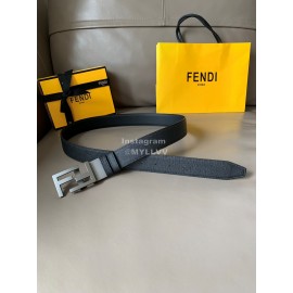 Fendi Fashion Leather FF Buckle 34mm Leisure Belt For Men Black
