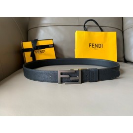 Fendi Fashion Leather FF Buckle 34mm Leisure Belt For Men Black