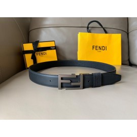 Fendi Fashion Leather FF Buckle 34mm Leisure Belt For Men Black