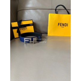Fendi Fashion Leather FF Buckle 34mm Leisure Belt For Men Blue