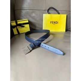 Fendi Fashion Leather Square Buckle 34mm Leisure Belt For Men Navy