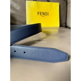 Fendi Fashion Leather Square Buckle 34mm Leisure Belt For Men Navy