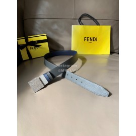 Fendi Fashion Leather Square Buckle 34mm Leisure Belt For Men Navy