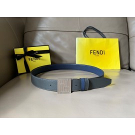 Fendi Fashion Leather Square Buckle 34mm Leisure Belt For Men Navy