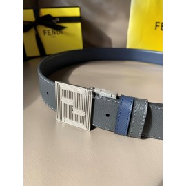 Fendi Fashion Leather Square Buckle 34mm Leisure Belt For Men Navy