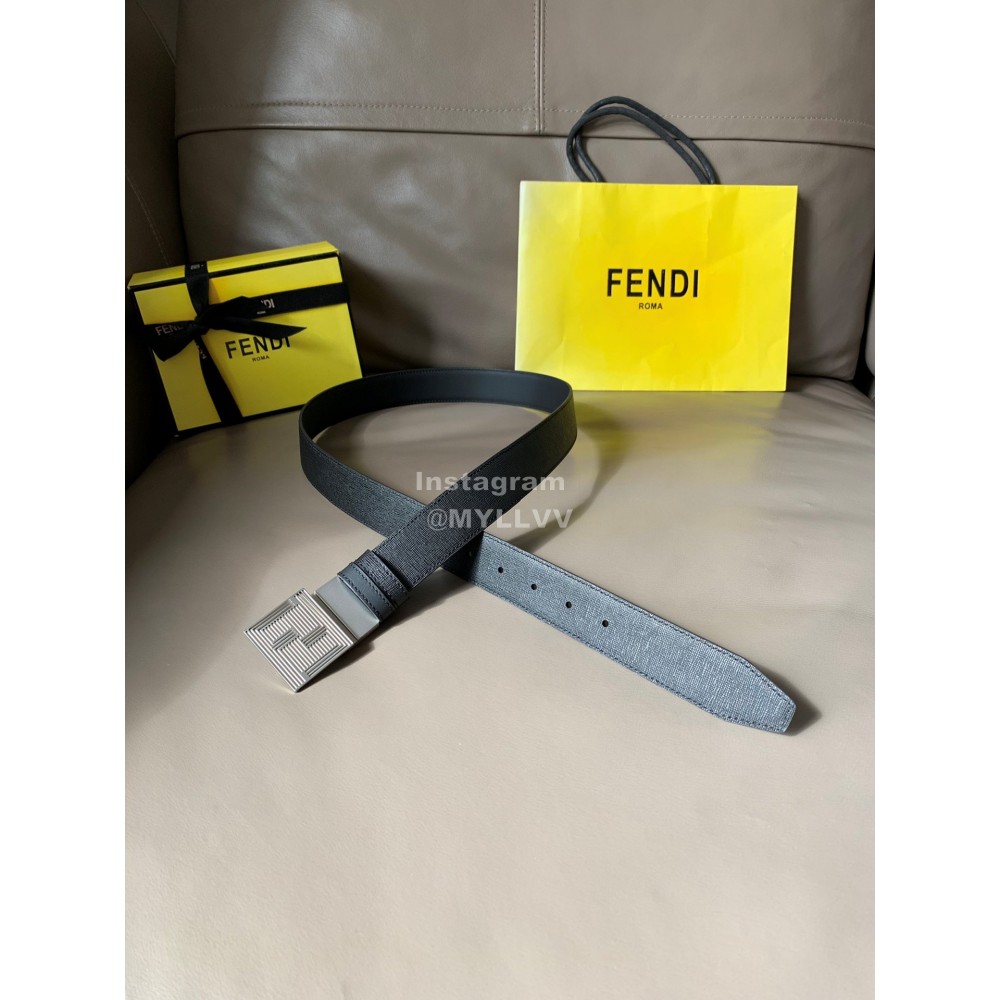 Fendi Fashion Leather Square Buckle 34mm Leisure Belt For Men Black
