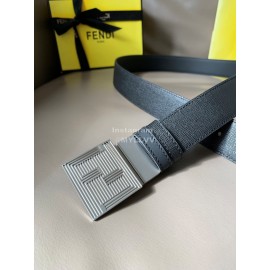 Fendi Fashion Leather Square Buckle 34mm Leisure Belt For Men Black