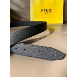 Fendi Fashion Leather Square Buckle 34mm Leisure Belt For Men Black