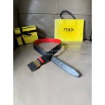 Fendi New Calf Leather Square FF Buckle 34mm Belt For Men Red