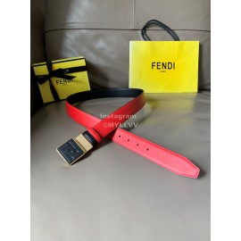 Fendi New Calf Leather Square FF Buckle 34mm Belt For Men Red