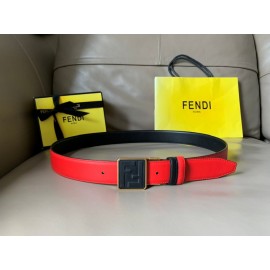 Fendi New Calf Leather Square FF Buckle 34mm Belt For Men Red