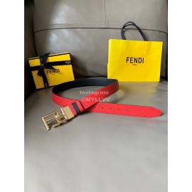 Fendi Calf Leather Swivel FF Buckle 34mm Leisure Belt For Men Red