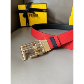 Fendi Calf Leather Swivel FF Buckle 34mm Leisure Belt For Men Red
