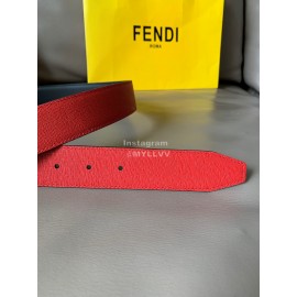 Fendi Calf Leather Swivel FF Buckle 34mm Leisure Belt For Men Red